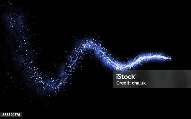 Blue Sparkling Falling Star Stardust Trail Stock Photo - Download Image Now - Paranormal, Light - Natural Phenomenon, Particle