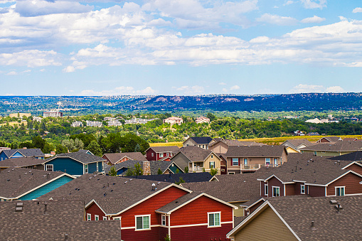 Rooftop views over Colorado Springs. Colorado, USA