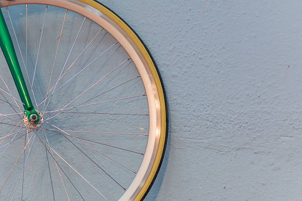 istock Bicycle wheel and spokes detail closeup. Image with hub. 588958080