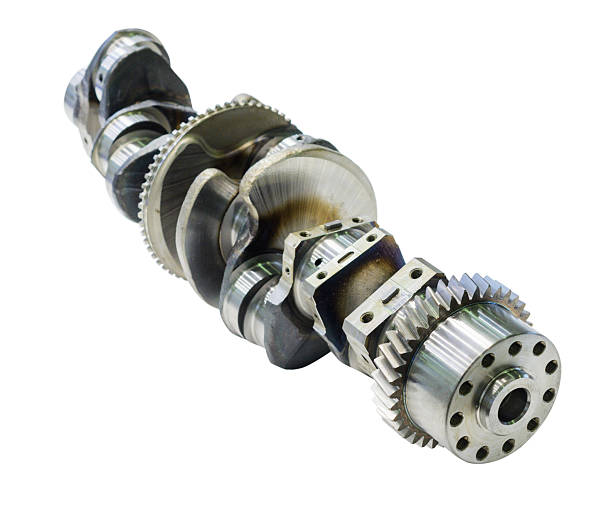 istock Steel crankshaft. Isolated on white background 588958396