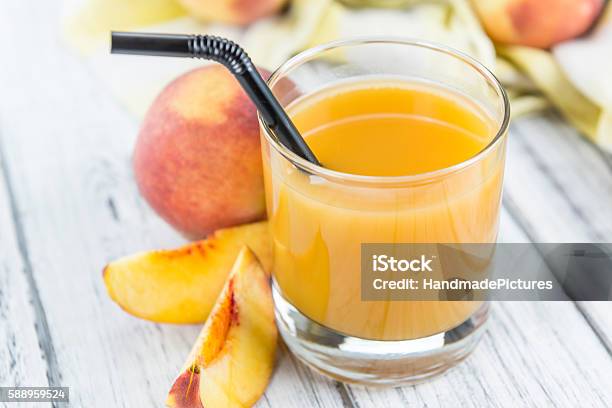 Peach Juice Stock Photo - Download Image Now - Breakfast, Close-up, Coral Colored