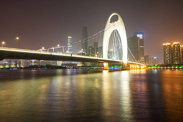 istock Guangzhou bridge at night in China 588960698