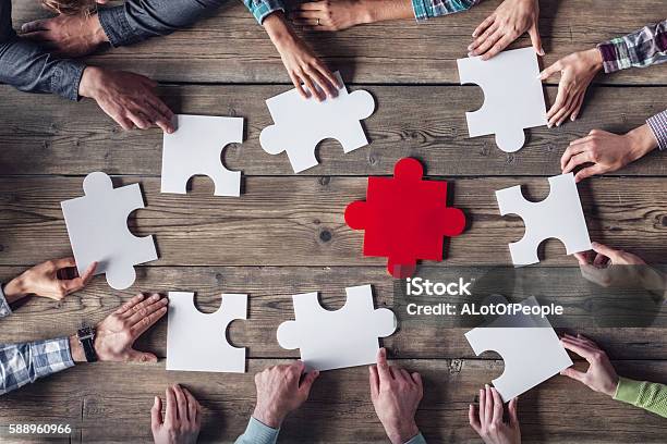 Teamwork Meeting Concept Stock Photo - Download Image Now - Jigsaw Puzzle, Business, Puzzle