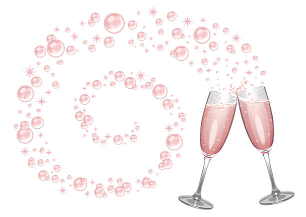 rosa champagner hintergrund - champagnerglas stock-grafiken, -clipart, -cartoons und -symbole