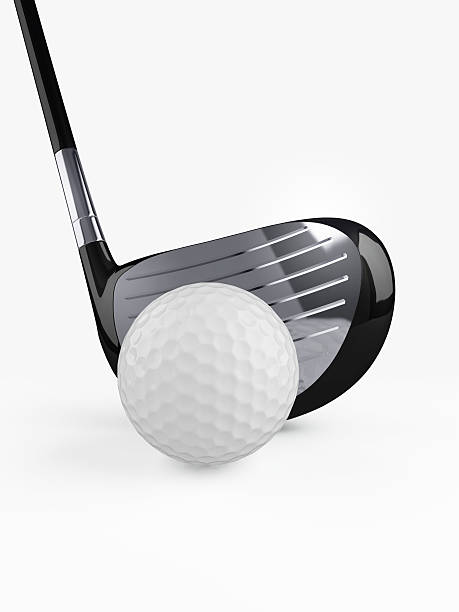 istock Golf club with golf ball on white background. 588965288