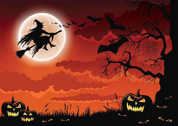 halloween wicked czarownica - astral stock illustrations