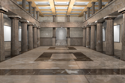 3d CG illustration of an empty classic museum interior