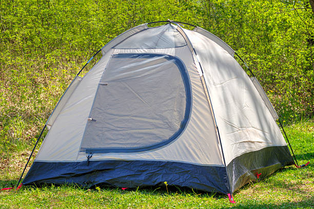 istock Camping tent in sunny forest 588967462