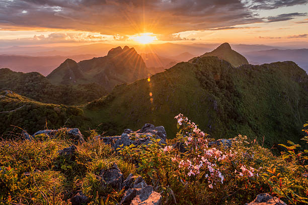 istock Beautiful sunset in the mountains at Doi Luang Chiang Dao 588967554