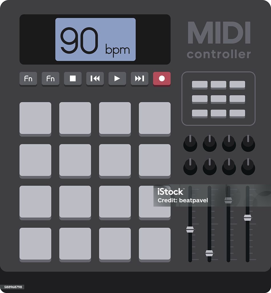 Modern Midi Controller Vector Illustration of a Modern MIDI Controller Control stock vector