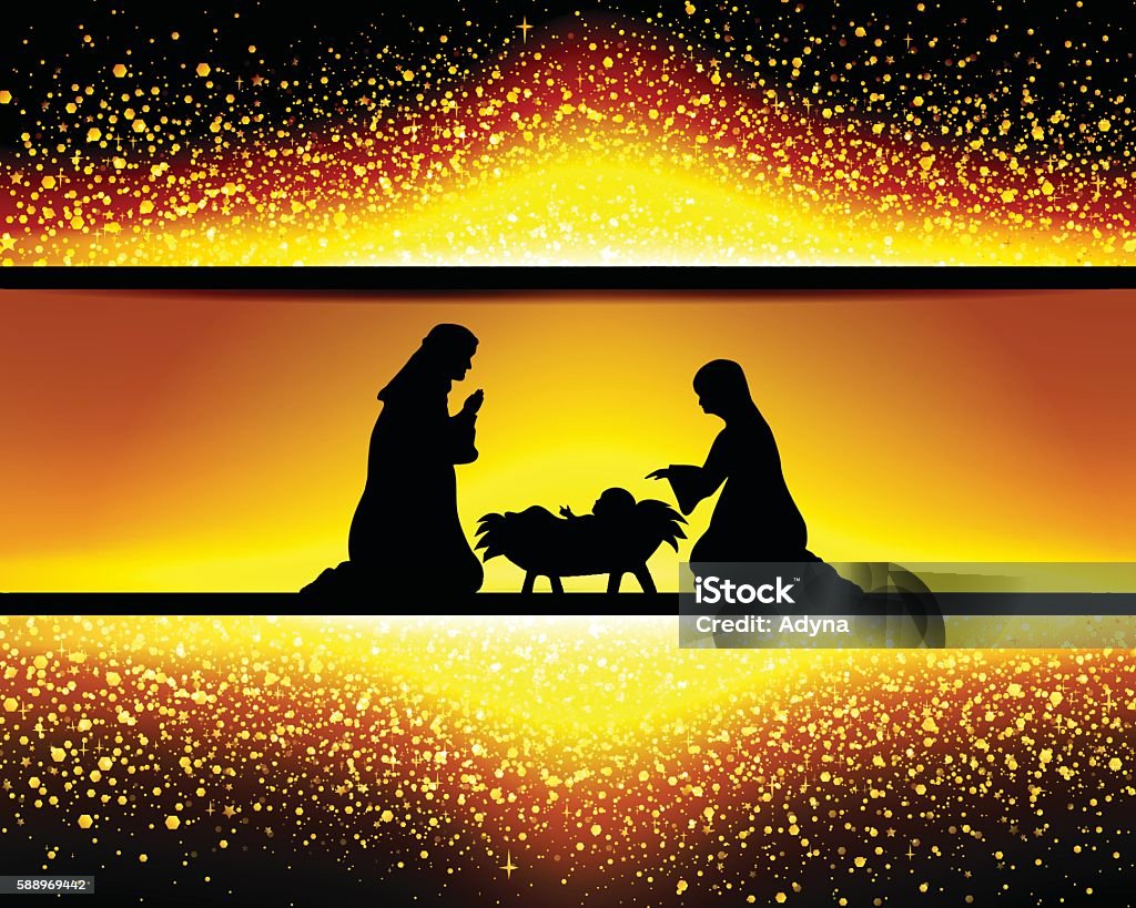 Holy Night Nativity Scene. EPS 10. Border - Frame stock vector