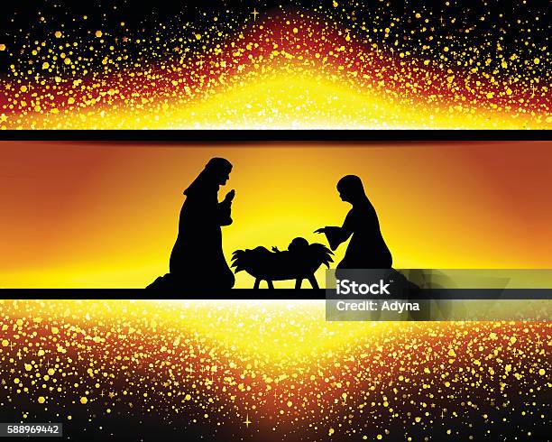 Holy Night Stock Illustration - Download Image Now - Border - Frame, Christmas, In Silhouette