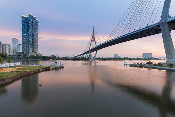 istock Suspension Bridge cross over Bangkok river 588972056