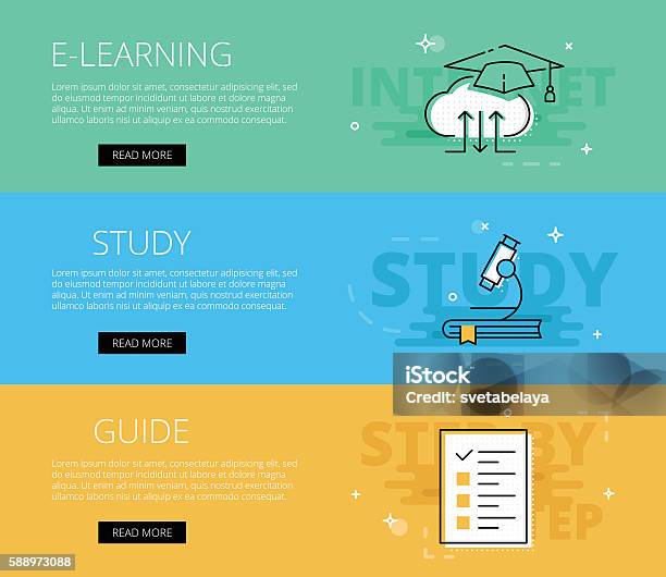 Elearning Study Guide Elearning Study Guide Vector Banners Template Set Stock Illustration ...