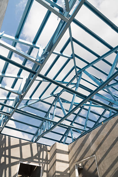 istock Structure of steel roof. 588973132