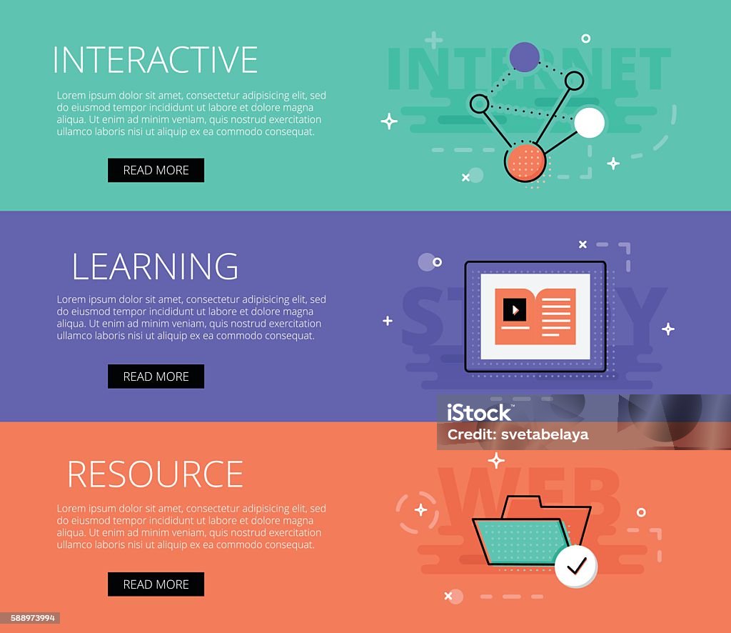 Interactive Banner Activity Interactive Learning Resource Vector Banners Template Set Stock ...