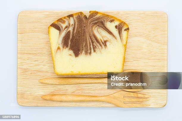 Homemade Marble Butter Cake On Wooden Board Stock Photo - Download Image Now - Bakery, Baking, Breakfast