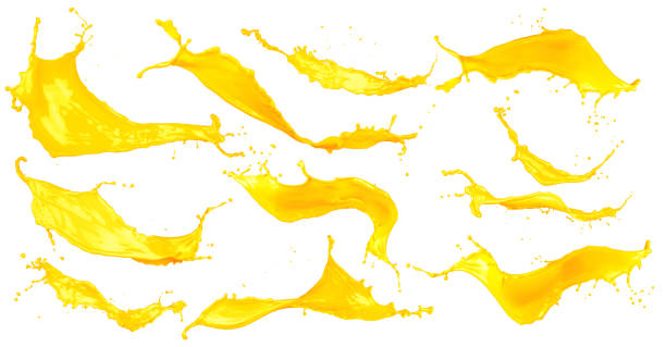 abstract yellow color splash set stock photo