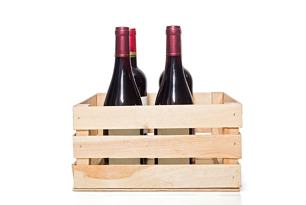 istock Wine bottle in wooden crate 588978260