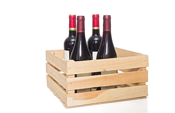 istock Wine bottle in wooden crate 588978284