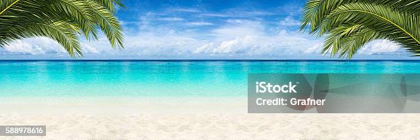 Paradiso Spiaggia Sfondo - Fotografie stock e altre immagini di Spiaggia - Spiaggia, Clima tropicale, Panoramica