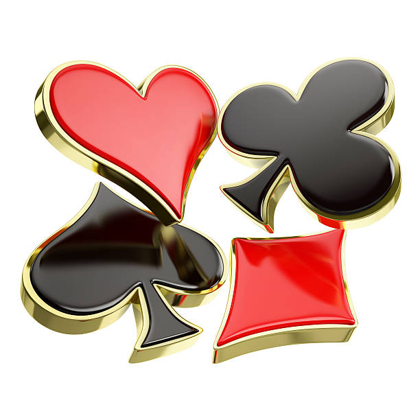 символы покерных карт, изолированные на белом - black and white heart shape metallic red стоковые фото и изображения