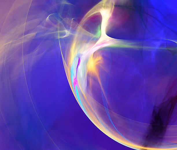 istock Fractal image of colorful lines forming a vortex motion. 588980196