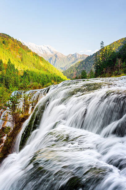 istock Fantastic view of the Pearl Shoals Waterfall among mountains 588981246