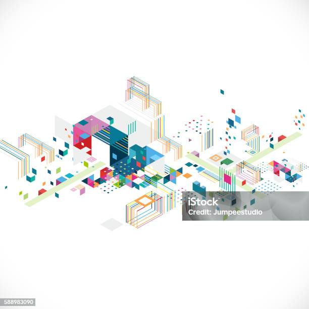 Abstract Creative Geometrical Architect And City Concept Stock Illustration - Download Image Now