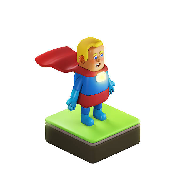A superhero looking at the horizon from the top of the building through the night. / You can see the animation movie of this image from my iStock video portfolio. Video number: 2160576455