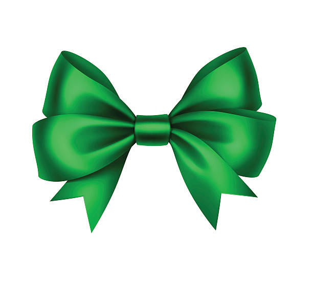 ilustrações de stock, clip art, desenhos animados e ícones de vector shiny green satin gift bow isolated on white background - green silk textile shiny