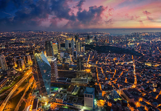 istock Aerial night panoramic view of Istanbul, Turkey 588985048