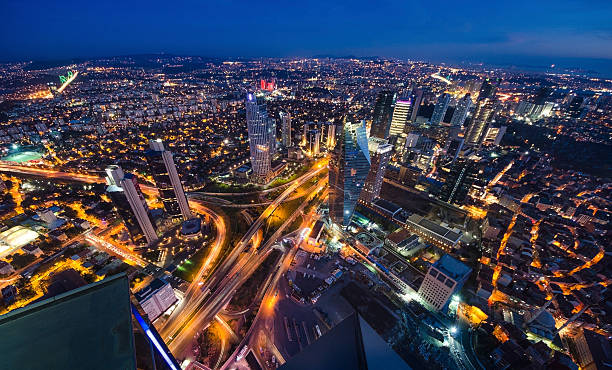 istock Aerial night panoramic view of Istanbul, Turkey 588985094