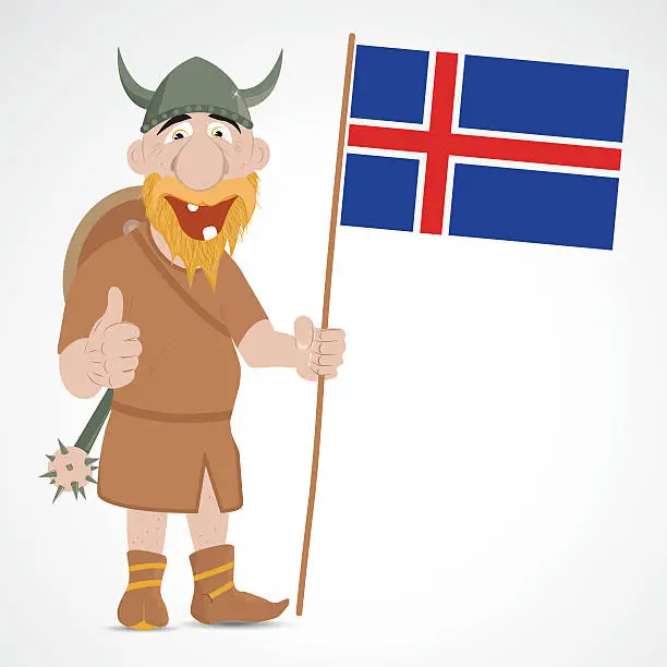 Vector illustration of Funny cartoon viking