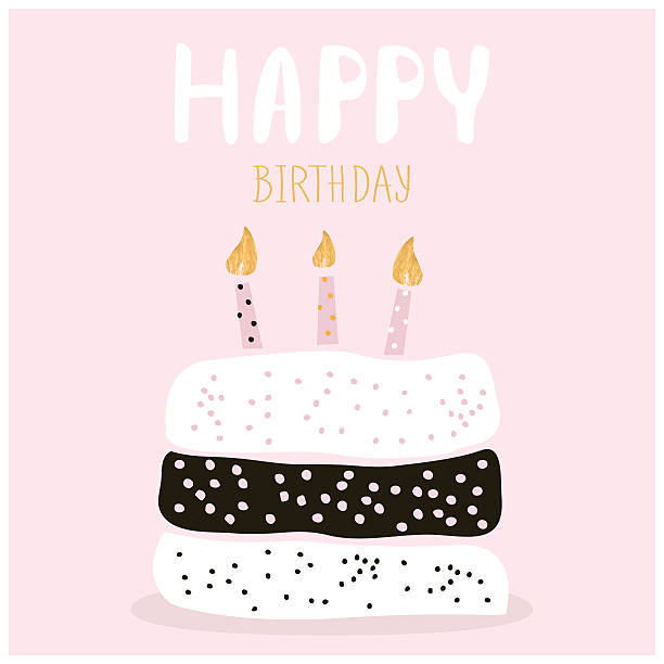 ilustraciones, imágenes clip art, dibujos animados e iconos de stock de pastel lindo con feliz deseo de cumpleaños. plantilla de tarjeta de felicitación. - vector birthday teenage girls little girls