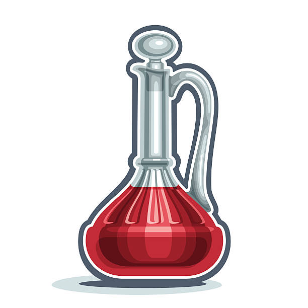 ilustrações, clipart, desenhos animados e ícones de logotipo vetor de vidro completo wine decanter - juice carafe glass decanter