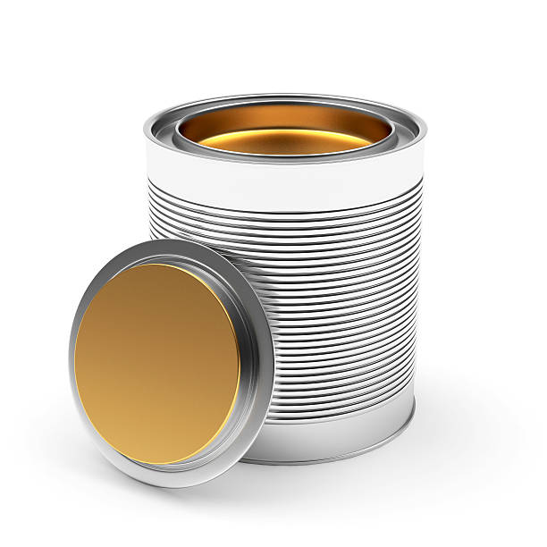 istock Opened a bank with golden paint on white background 588987608