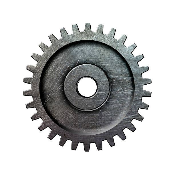 istock metal gear on isolated white background. 588990732