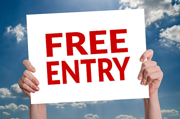 istock Free entry card with blue sky background 588992226