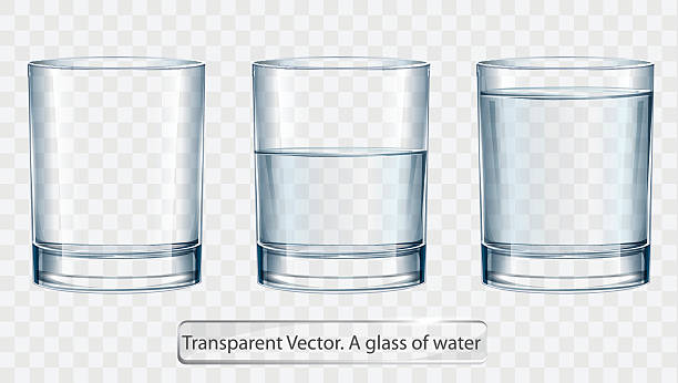 прозрачный векторный стакан воды на светлый фон - glass water isolated drink stock illustrations