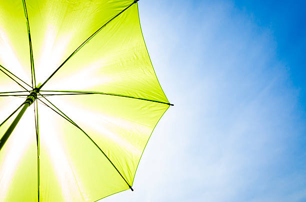 istock Green umbrella and blue sky 588993566