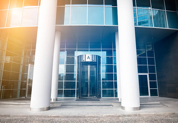 istock Entrance with revolving door 588995952