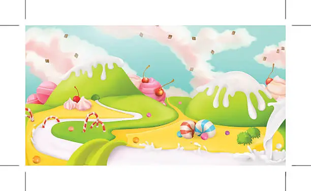Vector illustration of Sweet landscape, vector background