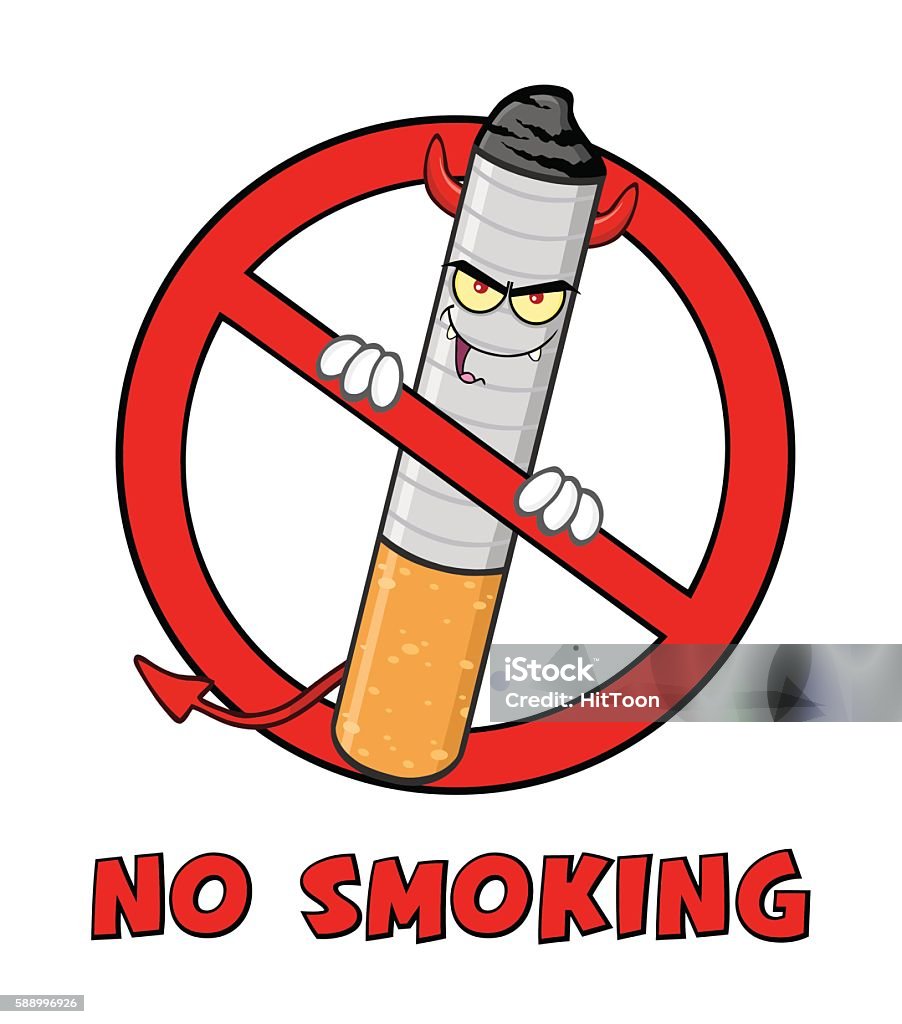 Biểu Tượng Thuốc Lá Quỷ Bị Cấm Với Văn Bản Hình minh họa Sẵn có ...