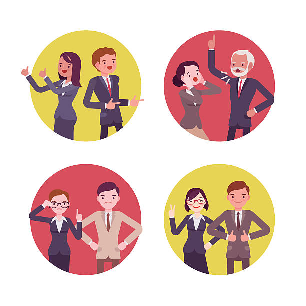 ilustrações de stock, clip art, desenhos animados e ícones de set of four business scences - quarell