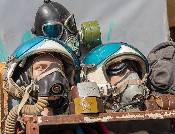 istock Ammunition Soviet pilots and soldiers at the flea market 588999220