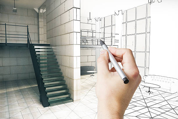 istock Hand finishing interior sketch 589001284