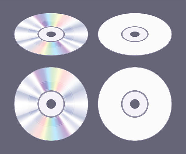 Isometric flat CD-DVD disk Isometric flat CD-DVD disk. The objects are isolated against the dark-purple background and shown from two sides cd rom stock illustrations