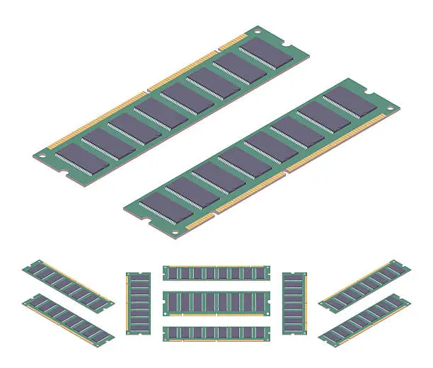 Vector illustration of Isometric flat ram memory card
