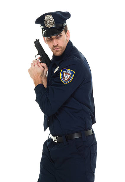 istock Police in action with handgun 589091140